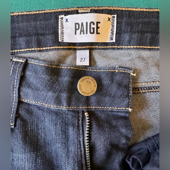 PAIGE Kylie Crop. Women’s, Blue, Dark Wash, Distressed, Zip Up, Jeans. Size 27 - Picture 3 of 10